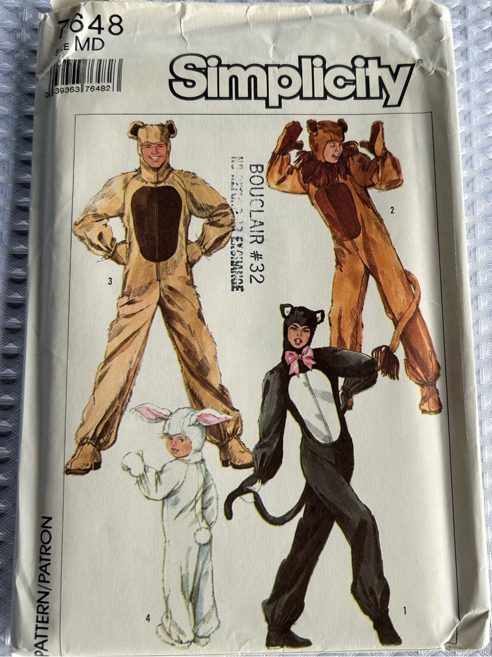 🪡 SIMPLICITY Adult Animal Costumes Sewing Pattern 7648